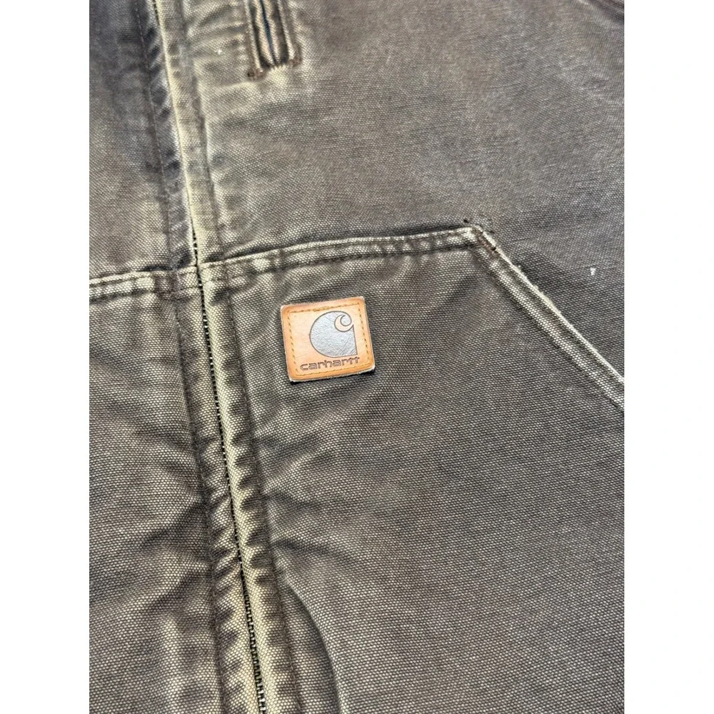 Carhartt V33 DKB Mock Neck Sherpa Lined Sandstone Duck Vest Mens Large Brown